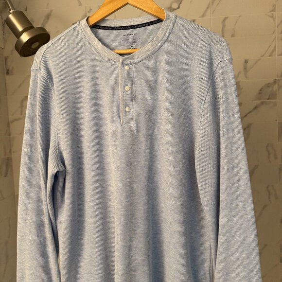 Cole Haan Light Blue Long Sleeve Henley - Medium - Picture 1 of 3